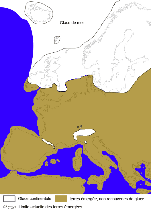 carte d'Europe il y a 20 000 ans